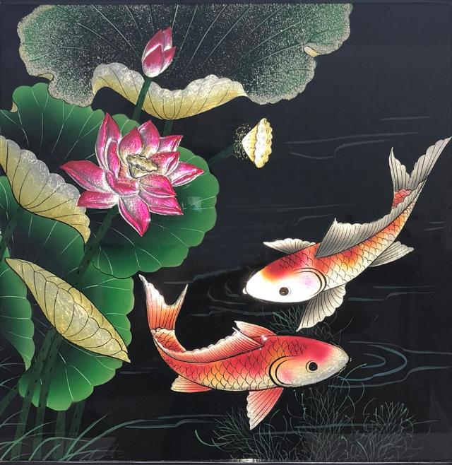 Tranh cá chép hoa sen