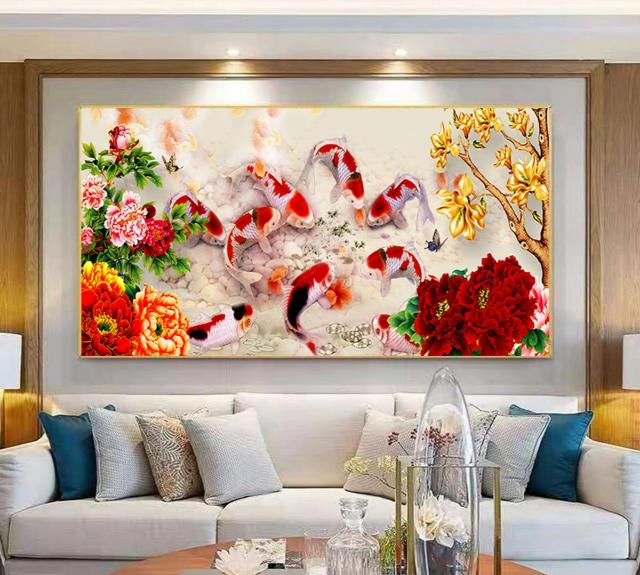 Tranh Cửu Ngư Quần Hội: Hút Tài Lộc Bền Vững 4 Tranh Cửu Ngư Quần Hội đẹp sang trọng mang đến tài lộc và sang trọng