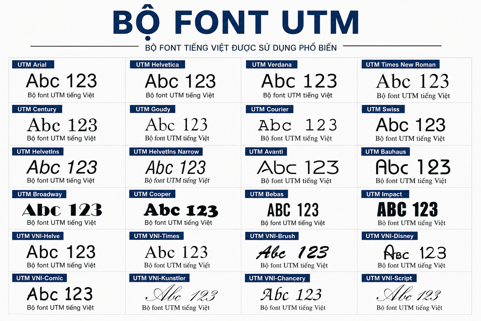 Bộ font UTM