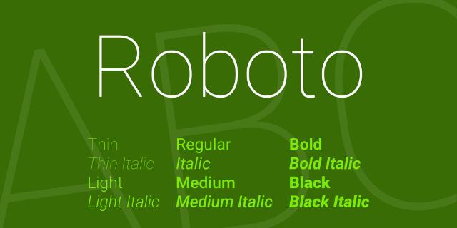 Các kiểu chữ phổ biến trong bộ font Roboto Việt hóa