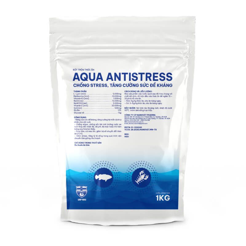 Anti Stress cho cá công dụng, liều dùng và cách xử lý 6 Aqua Antistress bột trộn thức ăn thủy sản